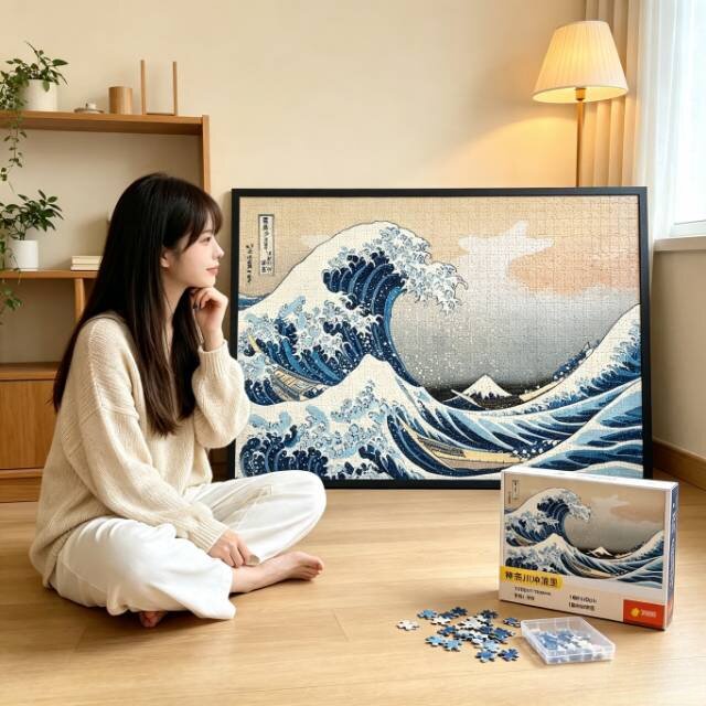 神奈川冲浪里成人版拼图挂画摆件解压玩具高难度拼图生日礼物