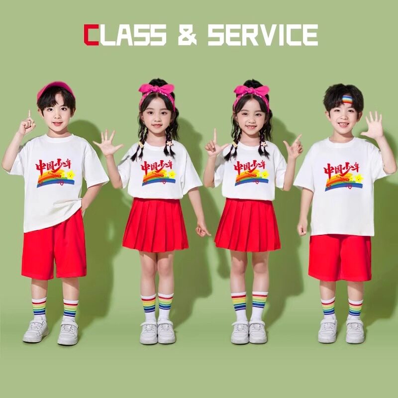 六一儿童啦啦队演出服幼儿园小学生班服中国少年跳舞比赛表演服装