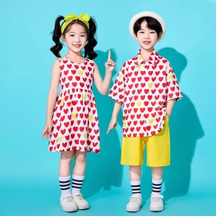 六一幼儿园舞蹈合唱表演服可爱连衣裙小学生团体儿童啦啦队演出服