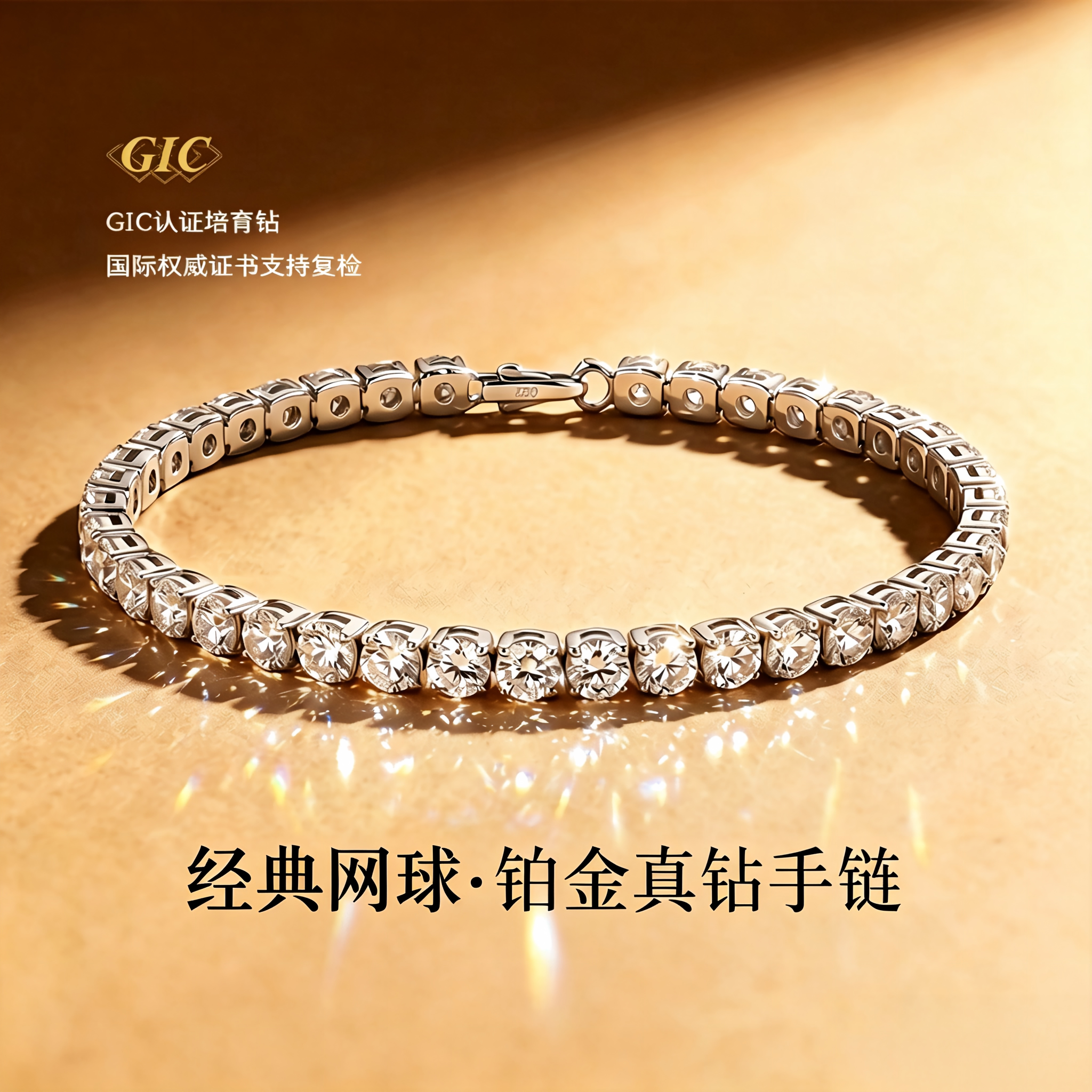 永传承铂金培育钻网球手链