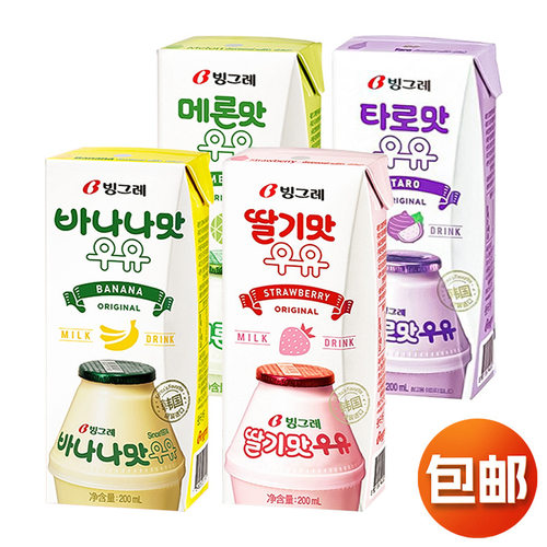 韩国进口 Binggrae宾格瑞香蕉草莓牛奶果味含乳饮料网红饮品