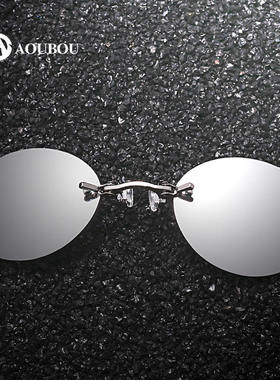 跨境无框夹鼻太阳镜复古圆型夹片