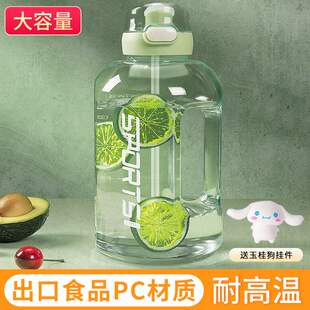 健身水桶吨吨桶大肚杯子太空杯 大容量水杯2000ml男女运动水壶夏季