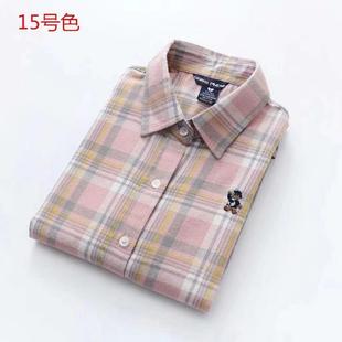 2025秋冬新款磨毛格子衬衫女长袖纯棉法兰绒衬衣韩版百搭打底衬衣