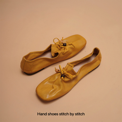 CZCAICAI2025年新款方头系带芭蕾鞋乐福鞋单鞋女