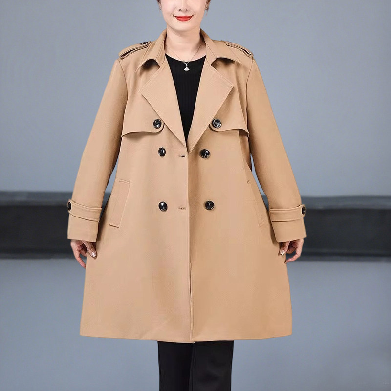 200斤加肥加大妈妈春秋装洋气风衣中长款中老年时尚女装外套高贵