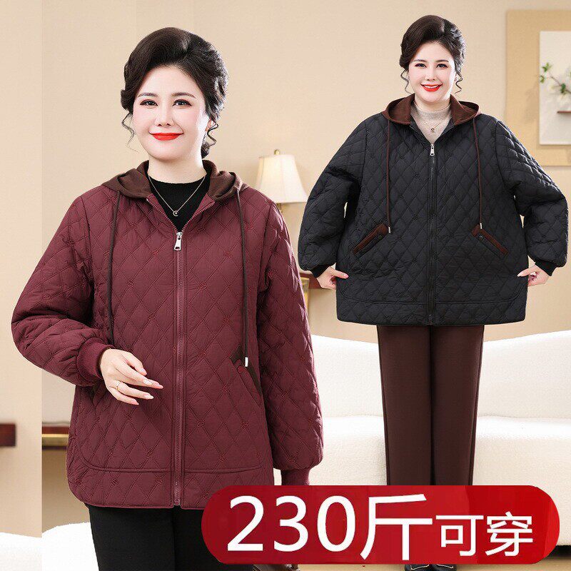 胖老太太薄款棉衣外套230斤妈妈