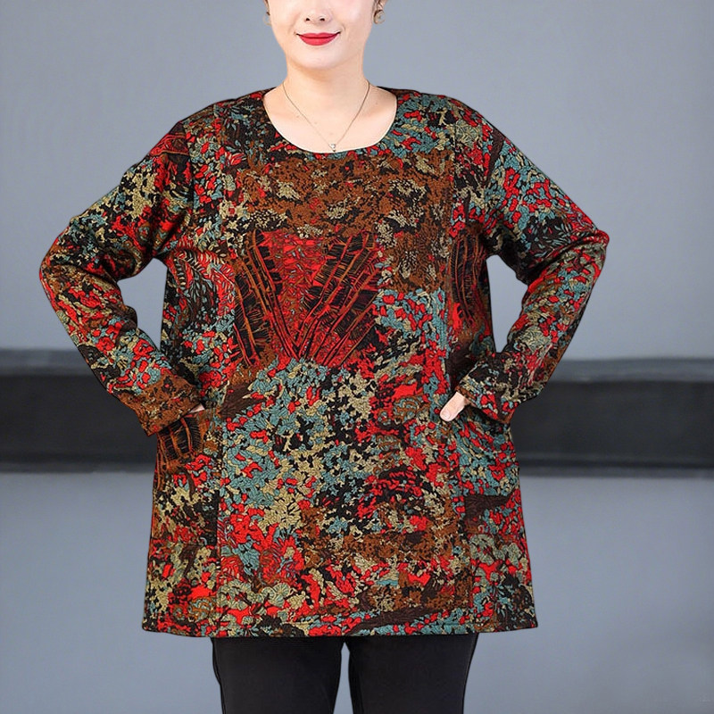 中老年加绒秋冬装打底衫加肥加大码宽松妈妈装宽松保暖上衣300斤