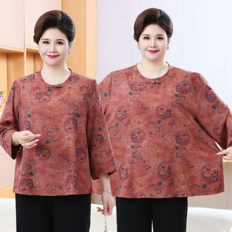 妈妈装大码女装夏装T恤上衣宽松