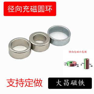 定做大昌钕铁硼强力磁环圆环强磁铁径向充磁圆环径向磁环电机磁环