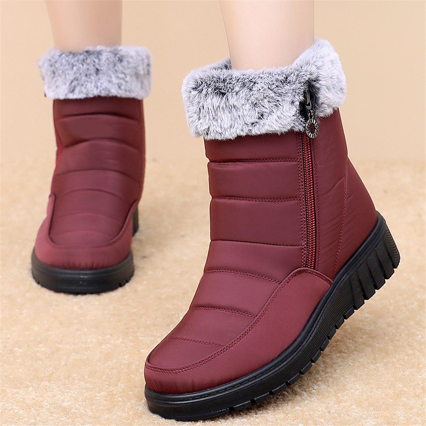 冬休闲平底中老年加绒防寒加厚棉鞋防滑保暖雪地靴妈妈靴子女短靴,女鞋,时尚雪地靴,淘宝优惠券,粉丝福利购,淘宝优惠卷