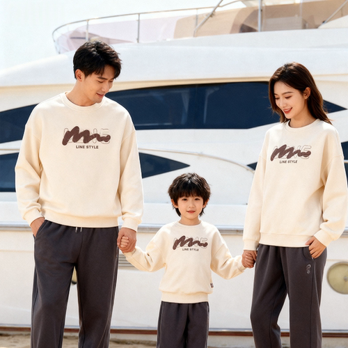 炸街亲子装秋装卫衣一家三口新款