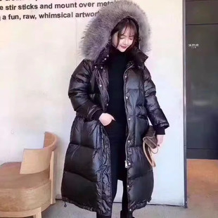 欧洲站2025秋黑色中长款毛领羽绒服女冬季收腰显瘦保暖外套高级感