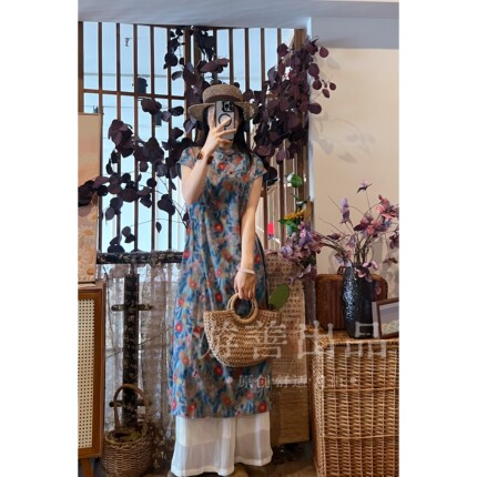 【游善出品 】2026新款夏季无袖旗袍女花朵印花显白改良款