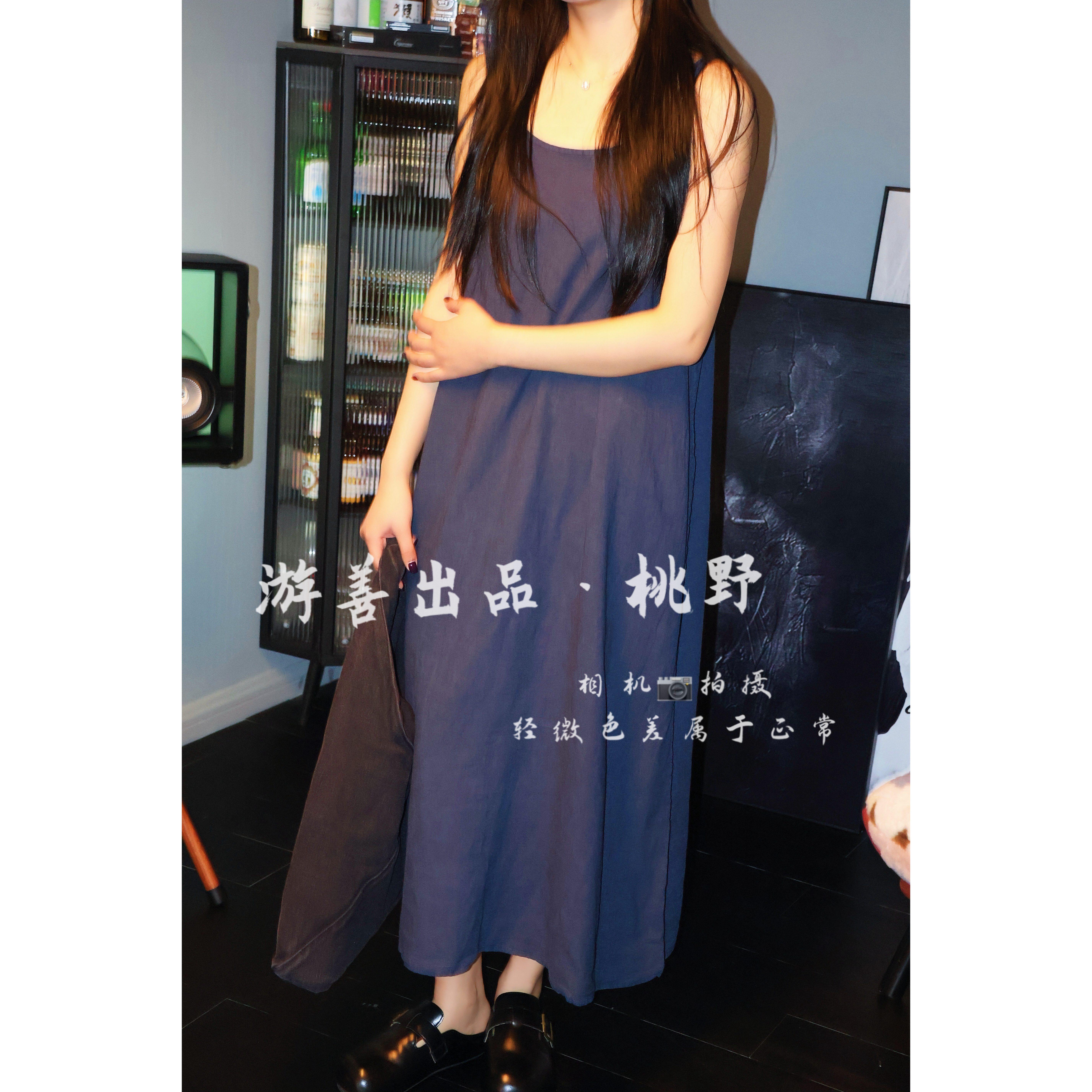 春款文艺薄款女宽松吊带连衣裙