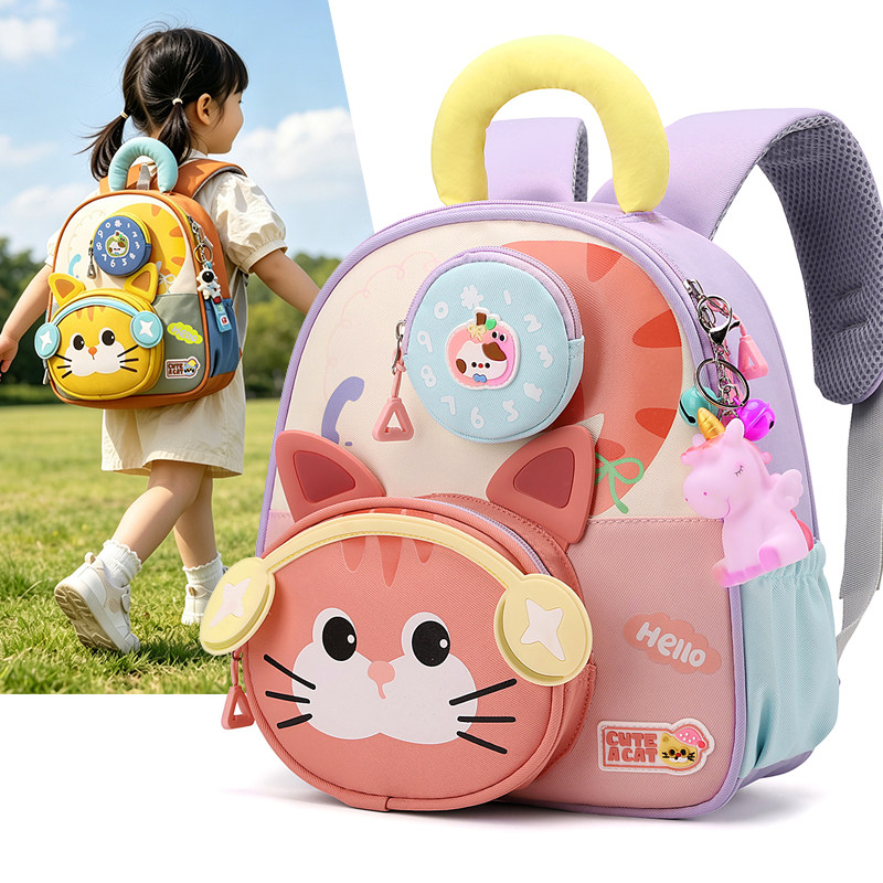 幼儿园书包女孩男儿童小中班宝贝2-3-4岁轻便可爱猫咪入学双肩背