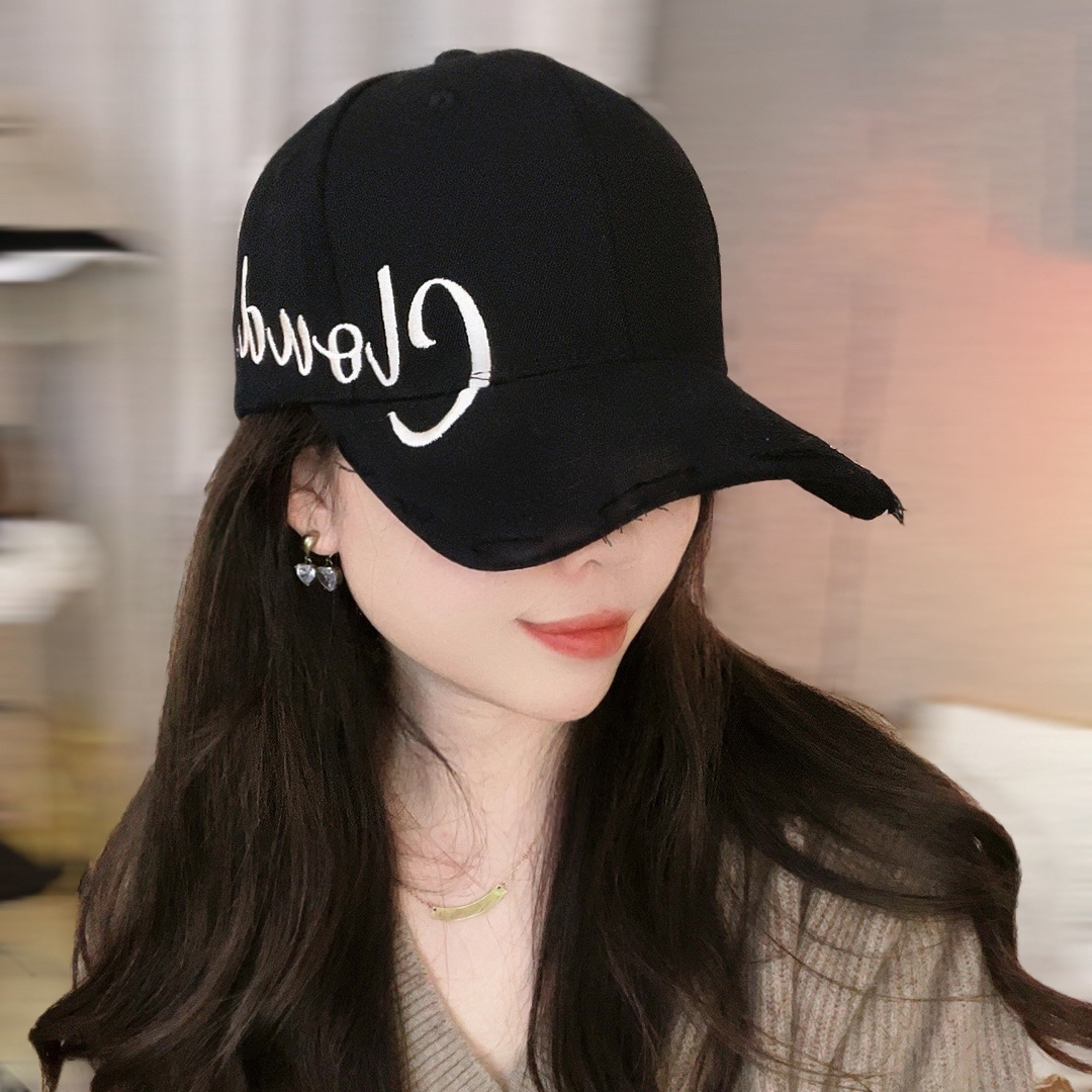 帽子女款2025新款空顶鸭舌帽秋季刺绣字母遮阳防晒防紫外线棒球帽