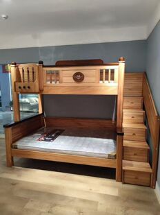 双十一新款木蜡油儿童上下床全实木双层床高低子母床亲子高箱床