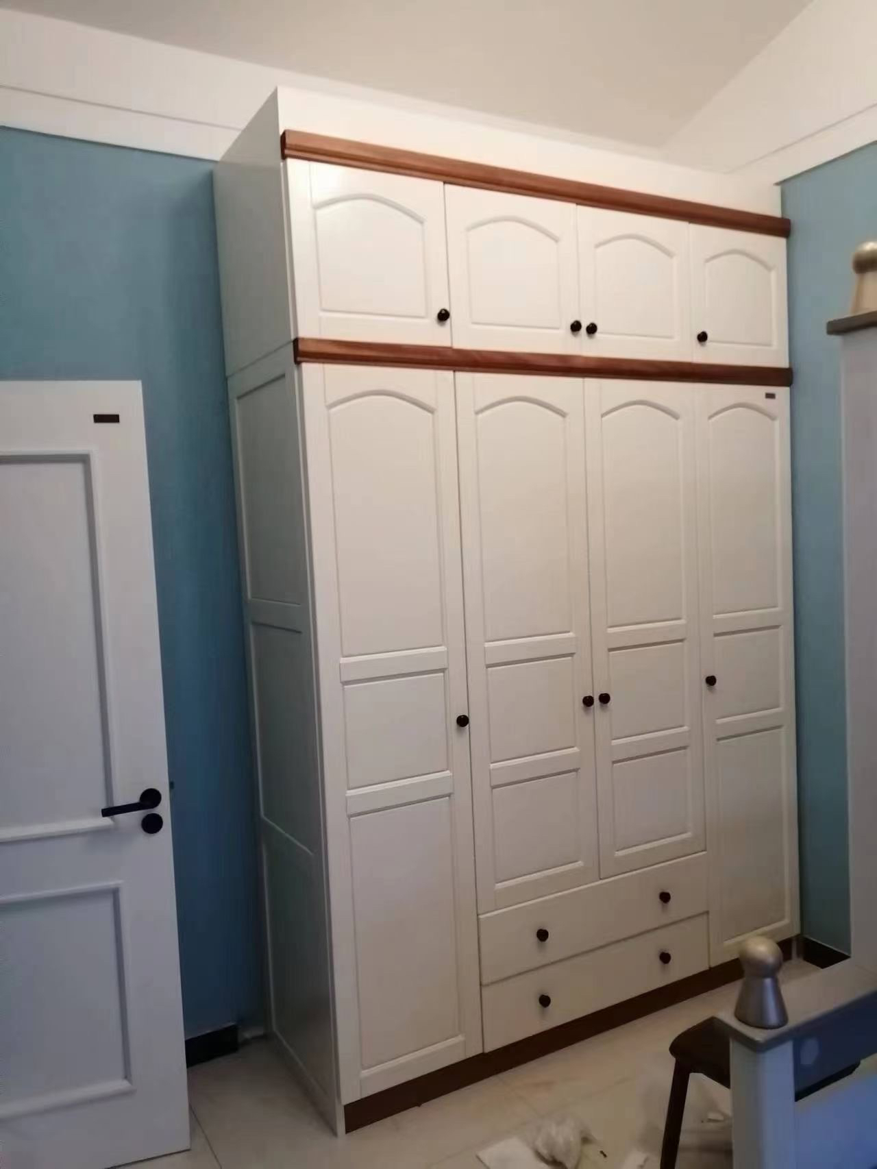 618新款全实木衣柜四门衣柜卧室柜全屋定制衣柜推拉衣柜三门两抽