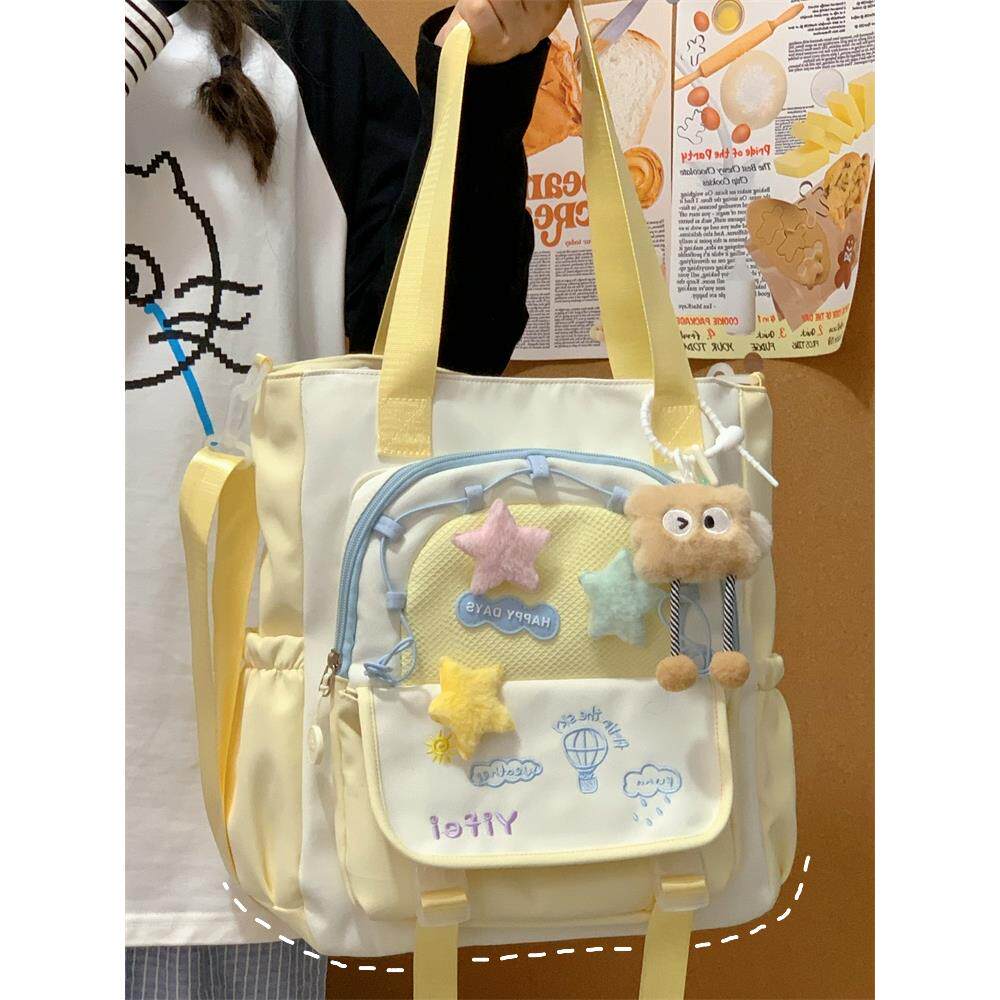 高颜值单肩斜挎包女生清新可爱学院风少女大容量学生上课补习包女