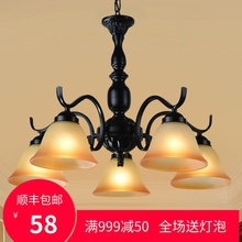 美式乡村客厅卧室餐厅铁艺吸顶灯1