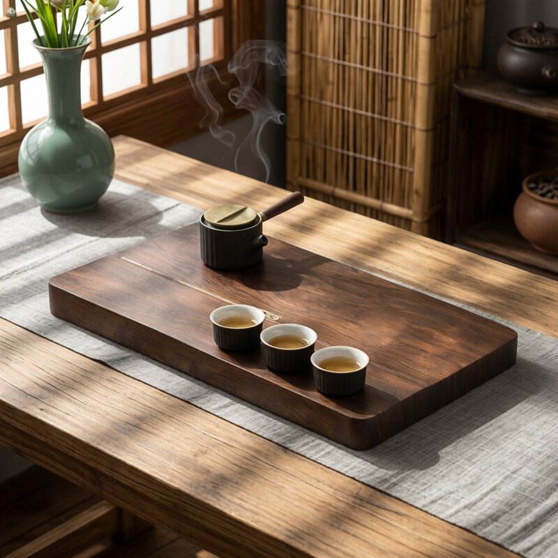 大号干泡茶台简约格调带排水平面大板茶盘茶室茶海竹子茶台中式