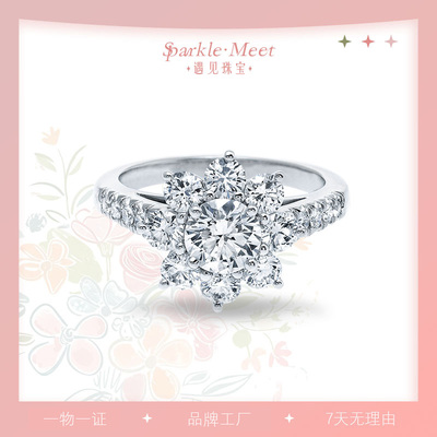 培育钻石铂金HW太阳花克拉钻戒