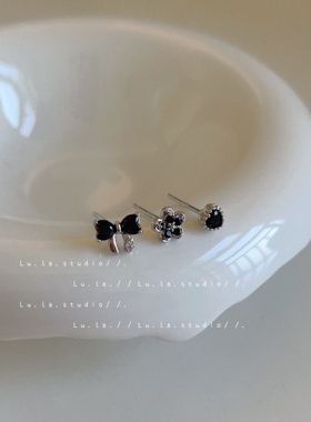 Lula.studio | 925银针小巧精致锆石蝴蝶结爱心花朵耳钉