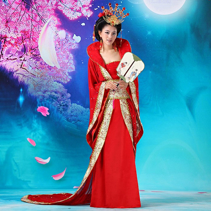 古装汉服华丽贵妃仙女演出服大唐皇后公主拖尾摄影写真服装
