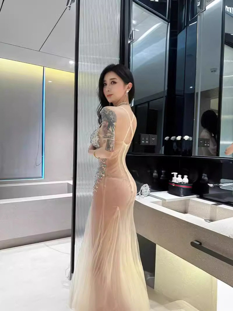 赫伯丽惊艳高级名媛御姐公主风ktv浴场会所仙女裙鱼尾纱裙