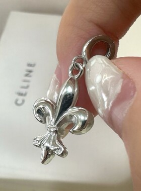 S925纯银船锚鸢尾花吊坠高级感时尚百搭DIY万能扣挂件韩版ins项链