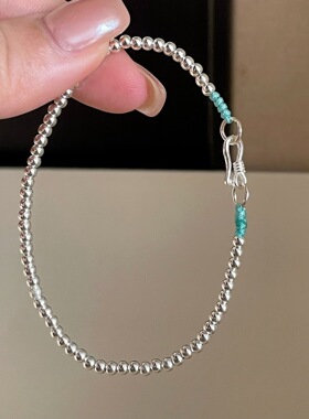 S925纯银S扣手工光珠手链女小众设计高级弹力串珠手链