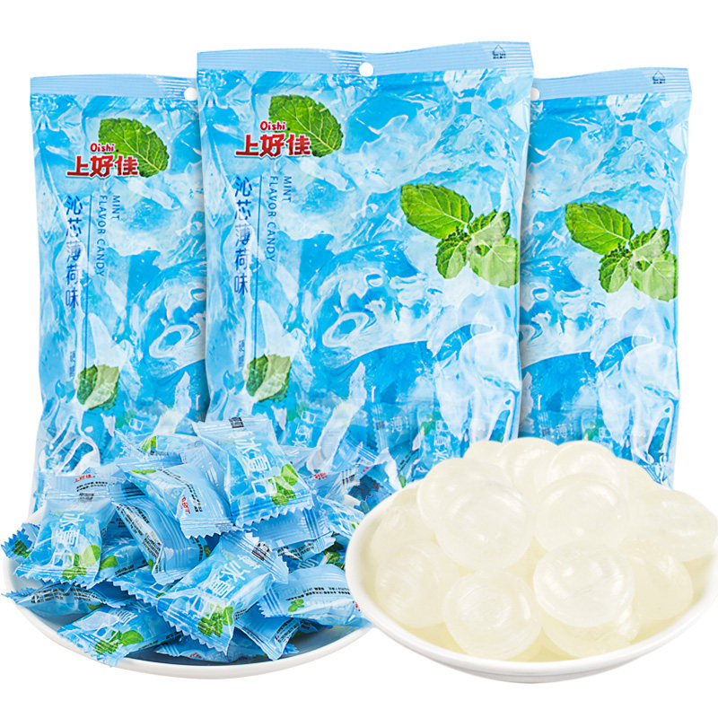 上好佳薄荷糖无强劲清凉薄荷味500g硬糖果清新口气小零食