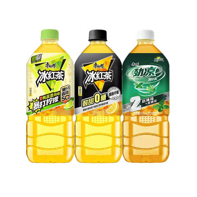 康师傅劲凉双倍薄荷冰红茶饮料900ml*8瓶整箱无糖高纤鸭屎香风味