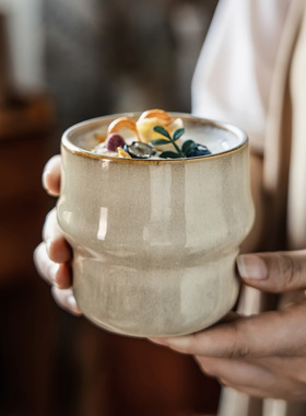 特色复古陶瓷杯日式手握咖啡杯家用餐厅通用杯子甜品杯批发茶水杯