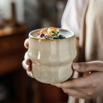 特色复古陶瓷杯日式手握咖啡杯家用餐厅通用杯子甜品杯批发茶水杯