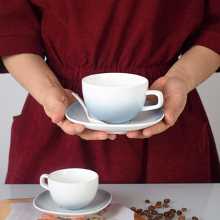 创新北欧陶瓷咖啡杯套装卡布奇诺杯拉花杯拿铁杯花茶杯碟220ml