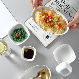 烘焙盘烤箱盘调味碟酱料碟小食碟小吃碗家用 一人食陶瓷焗饭盘套装