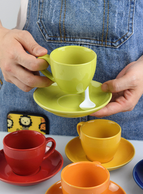 100ml欧式陶瓷咖啡杯套装浓缩咖啡红茶杯碟家具配套咖啡具拿铁杯