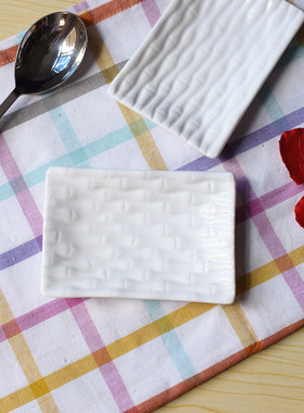 创意强化陶瓷碟 竹纹碟小吃碟冷菜碟寿司碟白色碟酒店碟餐巾碟