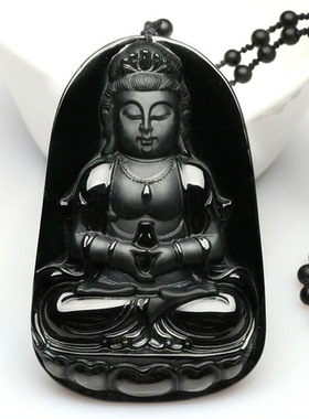 吊坠观音翡翠男老坑A男货鉴定证书项链墨墨翠缅甸翠玉玉牌翡翠天