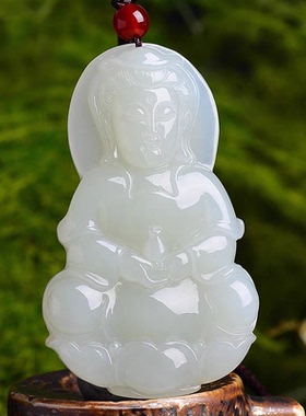 贵气玉坠观音饱满白透吊坠精雕和田玉白玉正装男款挂件男羊脂天然