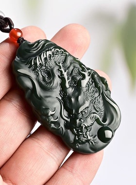 挂和田玉霸气青龙坠玉牌双面塔青飞龙牌吊坠款式塔情侣