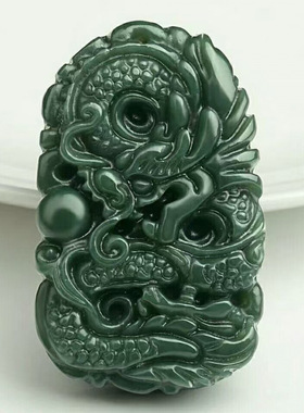 生肖龙牌正品龙戏珠吊坠玉龙挂件