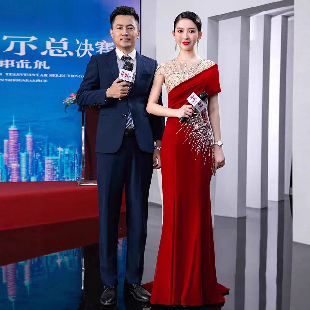 女主持人晚礼服高端轻奢民族声乐艺考美声独唱大合唱团演出服舞台