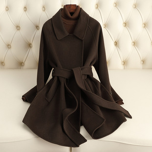 高级感双面羊绒大衣女2025秋冬新款宽松小个子中长款羊毛呢外套女