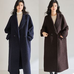 25冬新款 肌理感苏丽羊驼毛双面呢圈圈呢大衣女廓形毛呢外套22700