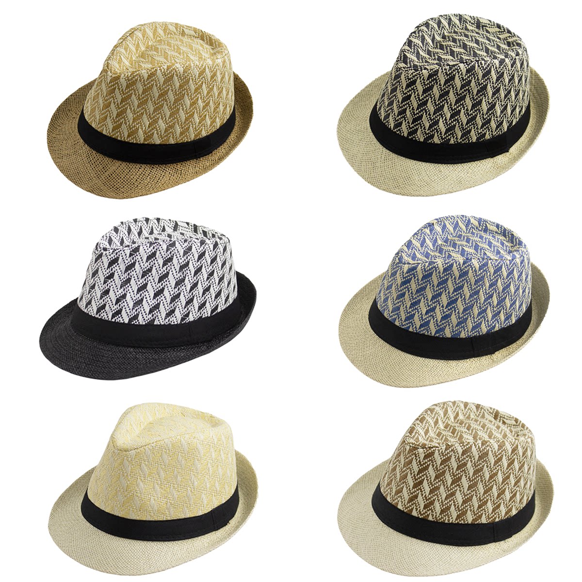 男女情侣英伦风爵士帽子户外沙滩帽纸草编织帽子气质翘檐遮阳礼帽