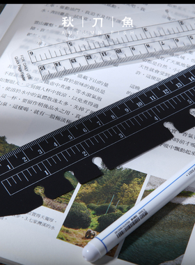 秋刀鱼A5A6活页笔记本6孔书签尺透明PVC尺子today隔页挡测量软尺