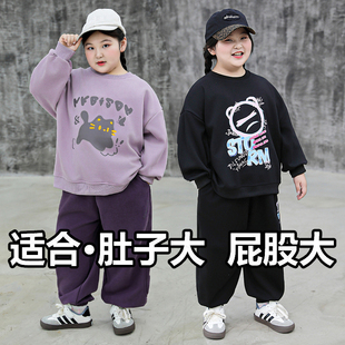 胖童装女童套装加肥加大7-15岁中大童春秋新款卫衣运动宽松两件套